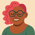 Queer Talk Therapy illustration of a smiling transgender client, representing affirming WPATH letters for gender surgery.